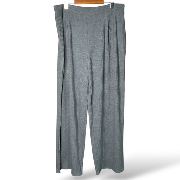 JOE FRESH Grey Ribbed Wide Leg Lounge Pants Poly / Cotton / Spandex Blend Sz XL - Picture 1 of 9